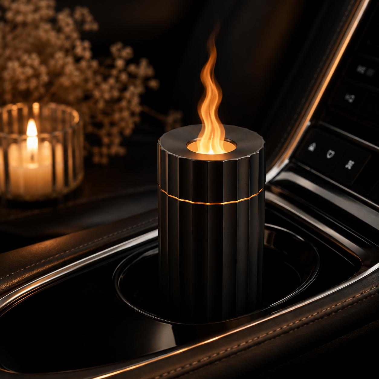 Ultrasonic Aroma Diffuser – Essential Oil Diffuser with Flame Effect for Home, Office & Car