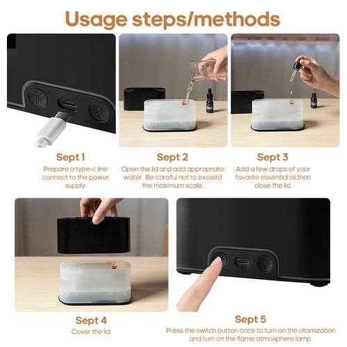Color Flame Aroma Diffuser – Ultrasonic Essential Oil Diffuser with LED Flame Effect