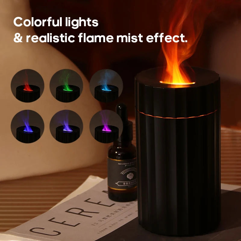 Ultrasonic Aroma Diffuser – Essential Oil Diffuser with Flame Effect for Home, Office & Car